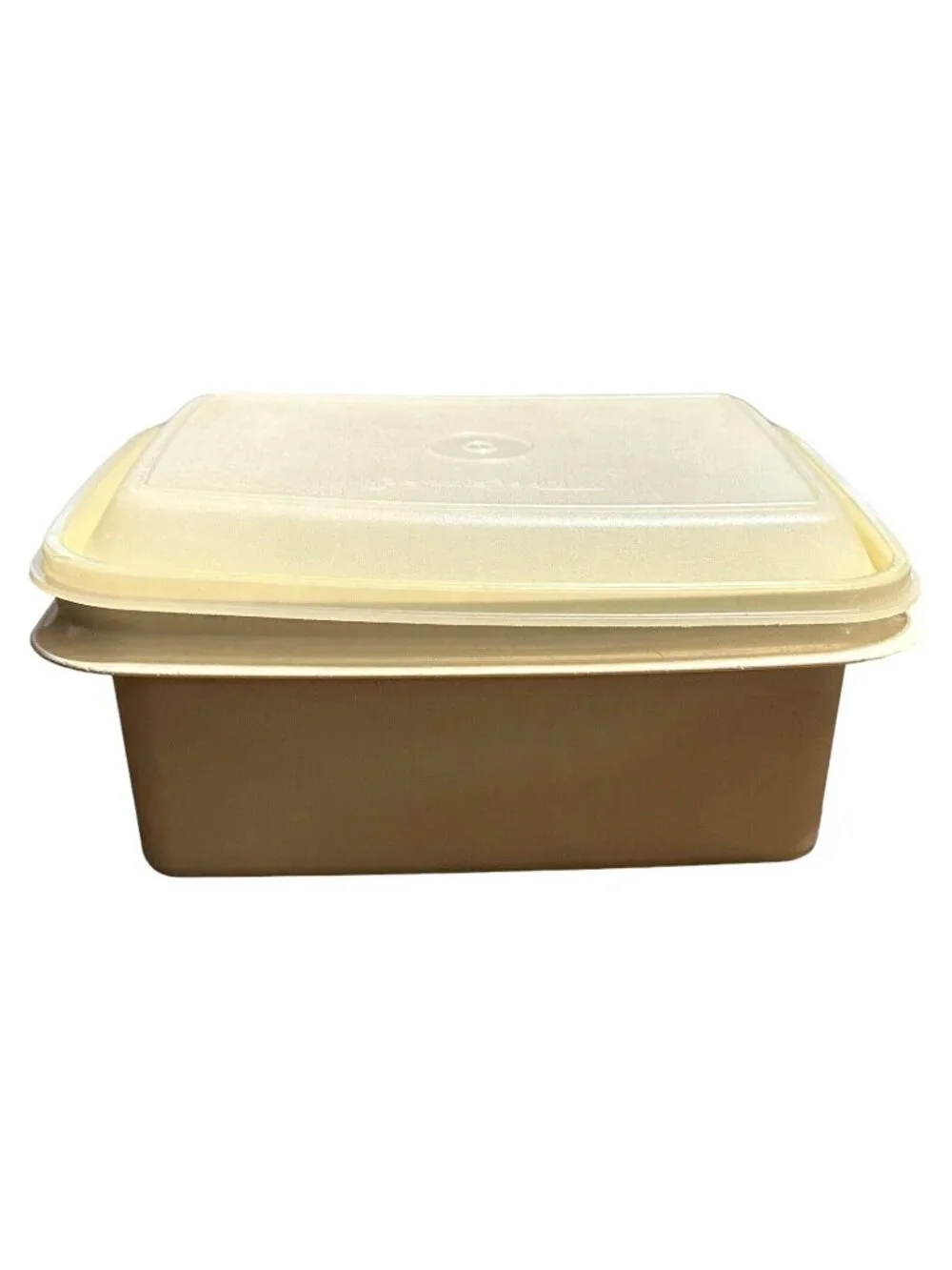 Vintage Tupperware Freeze-n-Save Ice Cream Keeper 1254 Almond Bottom 1255 Sheer